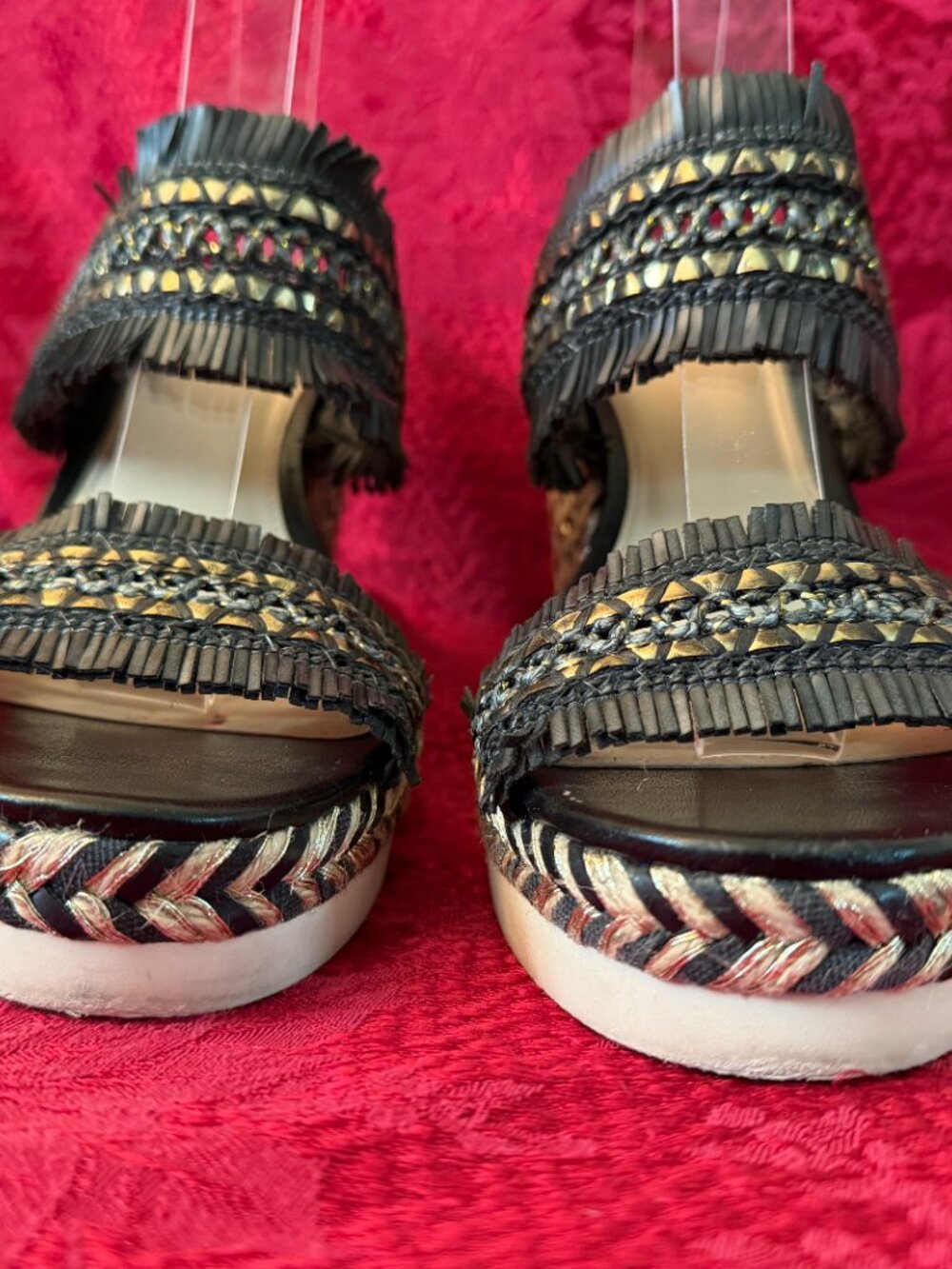 Vince Camuto Brittnuh Black Espadrille Wedge Slip on Platform Sandals Sz 9.5 - Picture 3 of 15